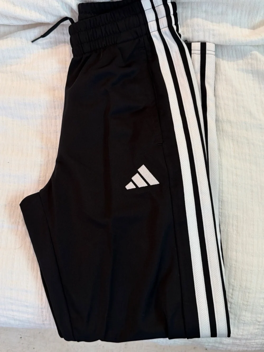 adidas Black Track Pants with White 3-Stripe Detail